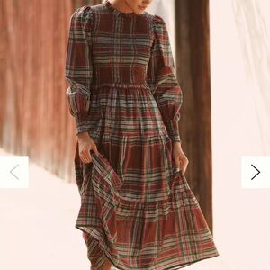 NWT Anthropologie Ro’s Garden Plaid Long Sleeve Dress Large